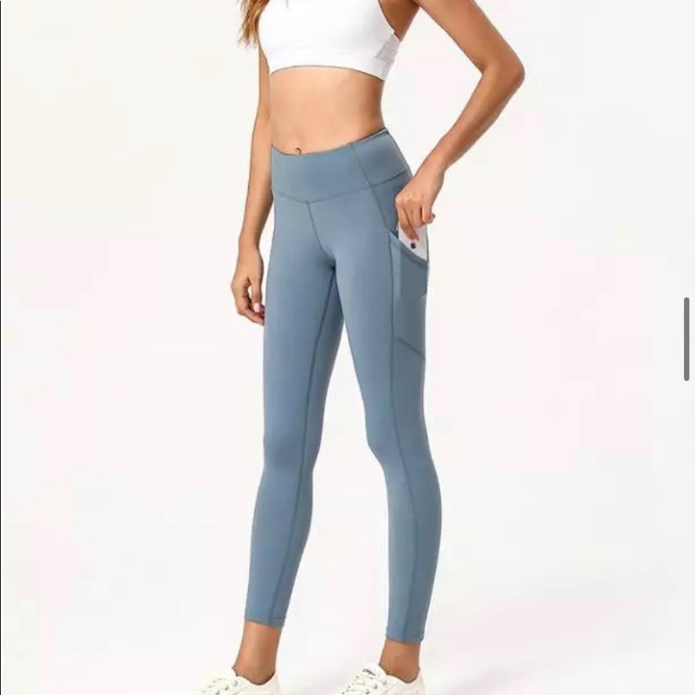 Sz8 Teal blue pocket leggings